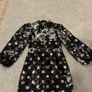 Sister Jane Black and Silver Sequin Kids Dress
